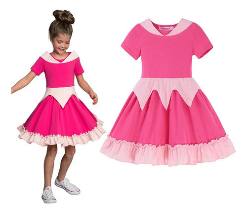 Vestido De Princesa Hasta La Rodilla Para Niña Elsa Minnie C