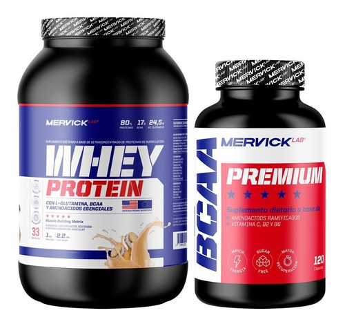 Proteina Whey Protein Mervick 1 Kilo + Amino Bcaa Plan 1 Mes