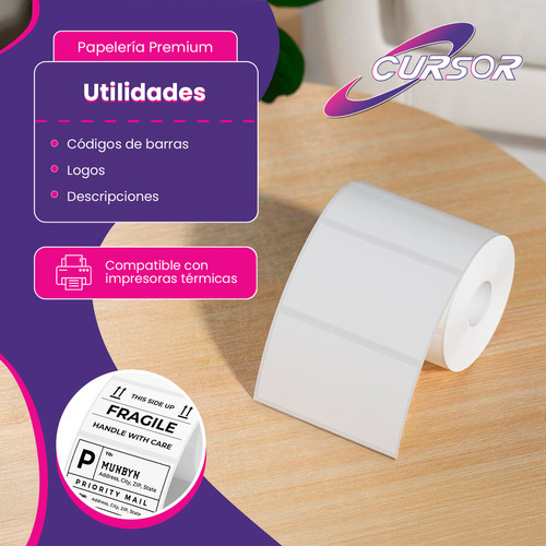 Rollo Etiquetas Térmicas Adhesivas 38x25mm 1000 Pzs Cursor P