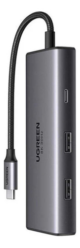 Hub Ugreen Revodok 206 Usb-c 6 In 1 Adapter100w Cm498 Grey Color Gris