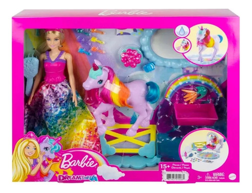 Muñeca Barbie Dreamtopia Con Unicornio Arcoiris Mattel 
