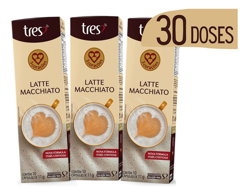 Café Com Leite Cápsula Latte Macchiato Tres 3 Corações 30 Un