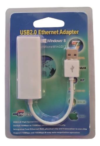 Placa De Red Usb A Ethernet Rj45 10/100 Adaptador Cable