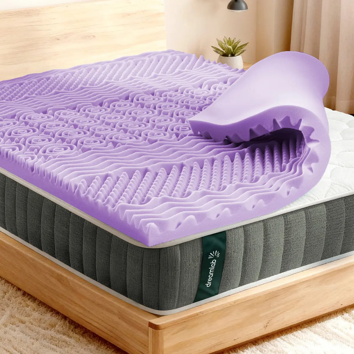 Colchoneta Memory Foam Individual Dreamlab Lavanda 7cm