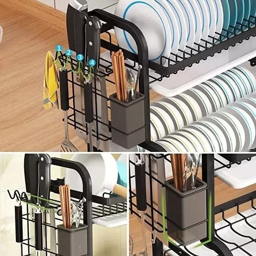 Escurridor De Platos 2 Niveles De Metal Acero Inoxidable