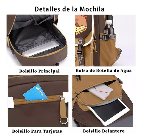 Mochila Capibara Escolar Capibara Backpack Capybara Kawaii Carpincho