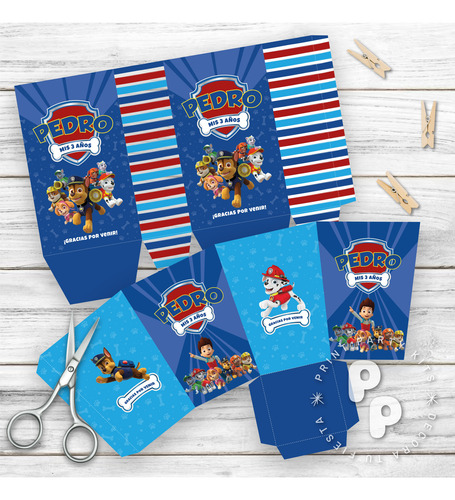Kit Imprimible Cumpleaños Paw Patrol Azul Personalizado