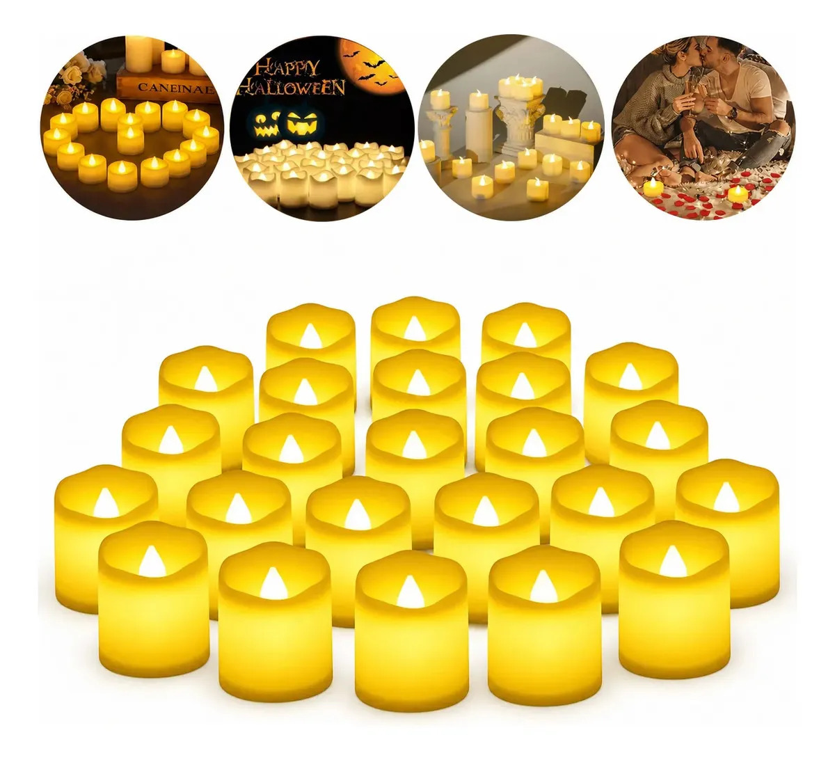 50 Velas Led Electrónicas Realistas Con Pilas Cilindro