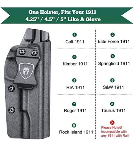Holster Kydex Iwb Para Pistola Escuadra 1911 Colt Funda Inte