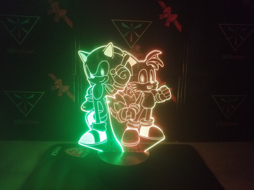 Imagen 4 de 11 de Lampara Mesa Sonic Tails Base Dual Negra