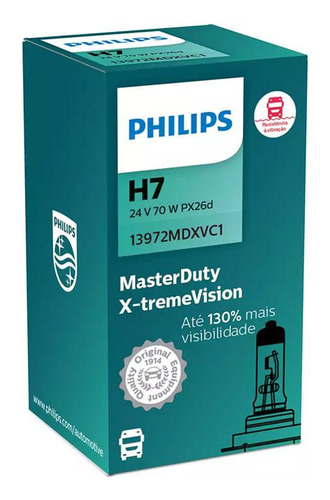 Lâmpada Farol H7 Philips Master Duty X-treme Vision 24v