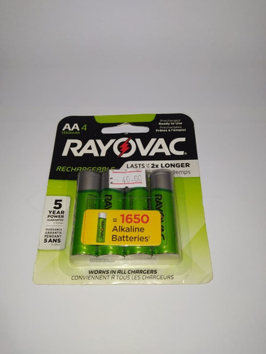 Pilhas Recarregaveis Aa Rayovac 1350 Mah 1,2v C/ 04 Unid