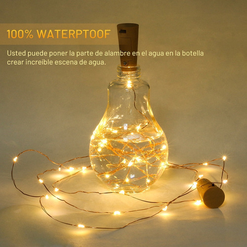 Luces Led Para Botellas De Vino 2m 20 Led A Pilas 12 Uds