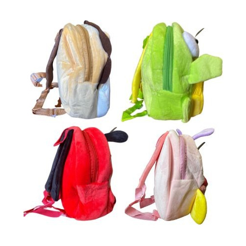 Mochila Mini Peluche Infantil Jardin Animalitos Nena Nene Diseño de la tela Vaquita de San Antonio