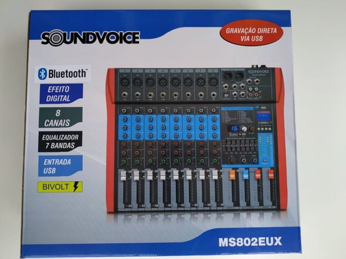 Imagem 1 de 10 de Mesa De Som Soundvoice Ms 802 Eux Com Bluetooh