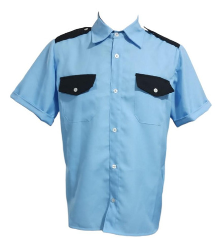 Camisa Camisola Manga Corta Azul Seguridad Privada Vigilante