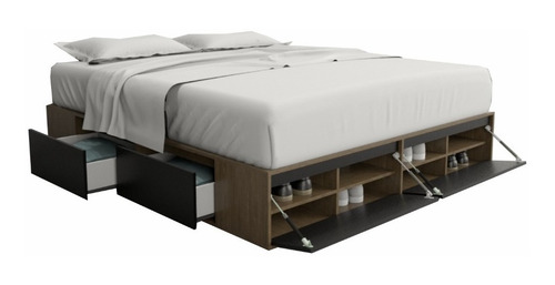 Box Cama Base Sommier 2 Plazas + Cajonera + Zapatero 1,80mts