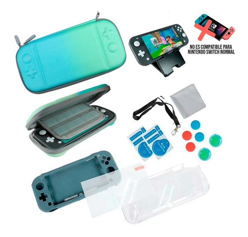 Imagen 2 de 9 de Kit Estuche Nintendo Switch Lite Protector Rigido Portatil