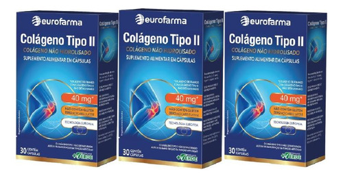 Kit Colágeno Tipo Ii 40mg Eurofarma C/ 3un De 30 Cáps Cada