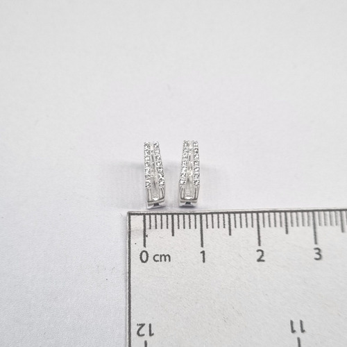 Imagen 5 de 7 de Aros Plata Argolla Cuadrada Micro Pave 10 X 10mm