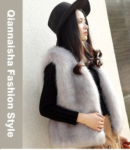 Chaqueta Tipo Chaleco De Piel De Zorro Para Mujer, Moda Otoñ