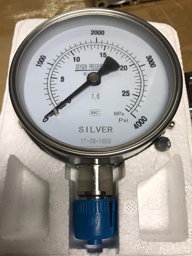 Manómetro 0- 4000psi Dial 4   Conex 1/2   Marca Silver