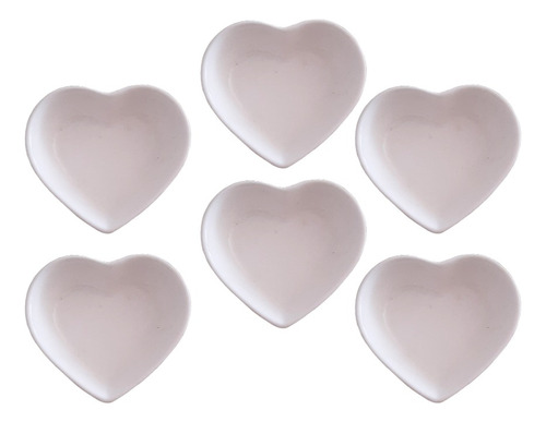 6 Cuencos Dips Corazón De Porcelana Blanca Compotera Vajilla
