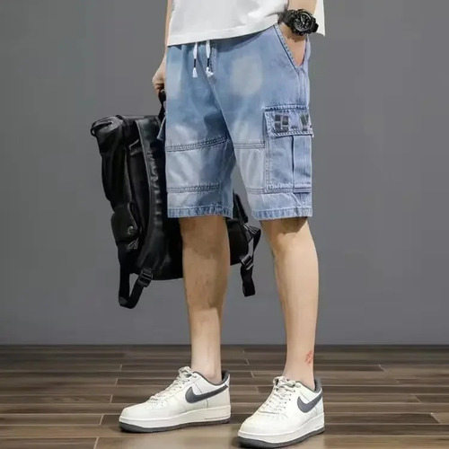 Pantalones Cortos Tipo Cargo De Mezclilla Informales Para Ho