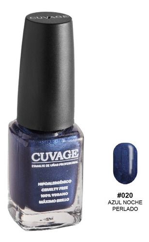 Esmaltes De Uñas Tradicional Sin Tacc Cuvage Pro Keratine Color #020 - Azul noche perlado