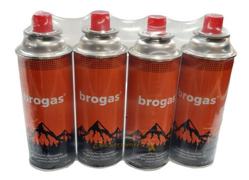 Cartucho Gas Butano Camping Brogas Pack X4 Descartable 227gr
