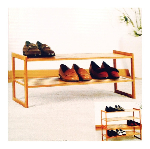 Zapatera De Bambú Con 2 Niveles 70x28x29 Cm. Hometrends