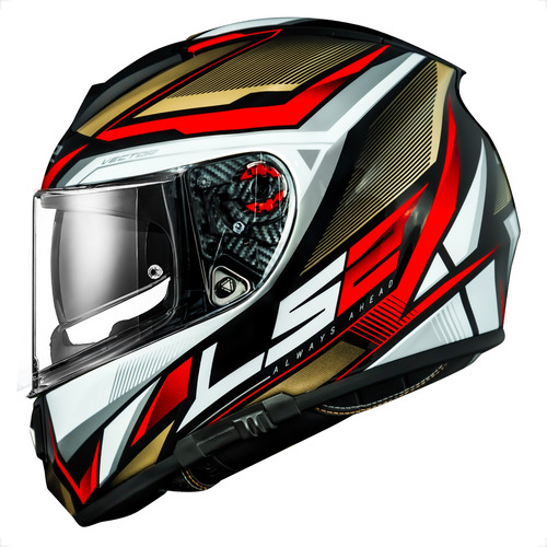 Capacete Ls2 Vector Evo Ff397 Rider Dourado Vermelho Fechado