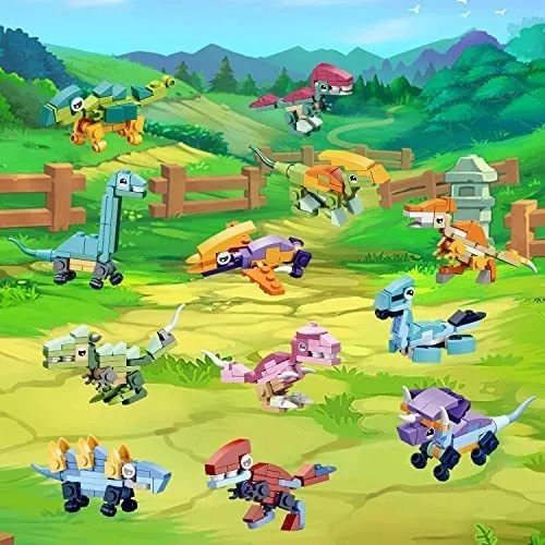 Set 12 Dinosaurios T-rex Bloques De Construccion Armables