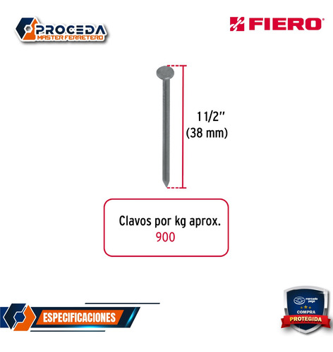 Kilo De Clavo Standard 1-1/2 Con Cabeza En Caja 25 Kg 44151