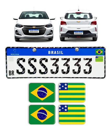 Adesivos Bandeiras Brasil E Goiás Placa Nova Carro Resinado