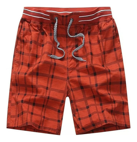 Pantalones Cortos A Cuadros Bolsillos De Algodón 100% Hombre