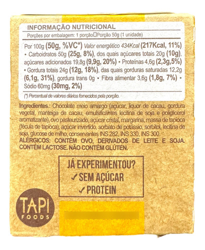 Bolo Tapibrownie Brownie Tapioca Chocolate Sem GlĂșten 50g