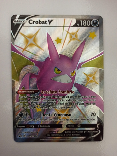Card Pokémon Crobat V Shiny Original Copag Raro