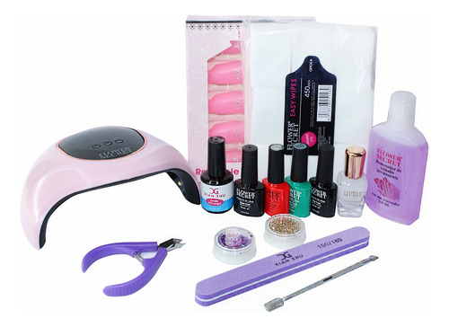 Kit Para Esmaltado Permanente De Uñas Basico + Lámpara 54w