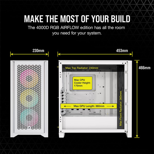 Gabinete Gamer Corsair Icue 4000d Rgb Airflow, Branco
