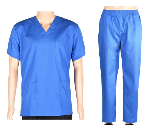 Conjunto Médico Enfermero Casaca Pantalón Azul Francia