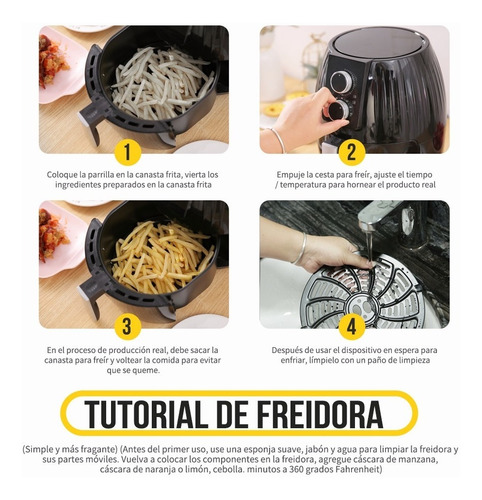 Imagen 10 de 10 de Freidora De Aire Automática Ahorro De Energía Con Accesorios