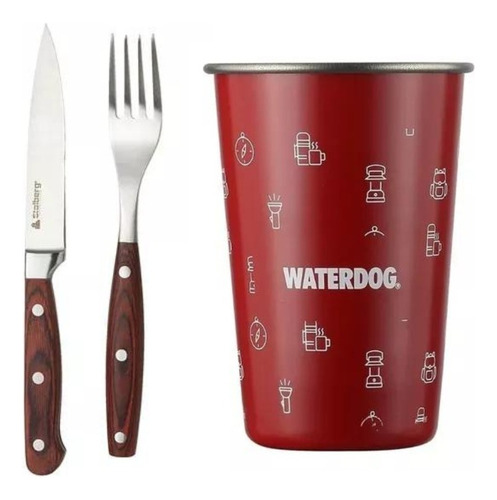 Combo Vaso Acero Inoxidable + Set Cubiertos Asado Stolberg