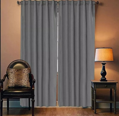 Cortina Blackout Textil Para Riel 2,60 Alto X 3 Paños Gris Medio