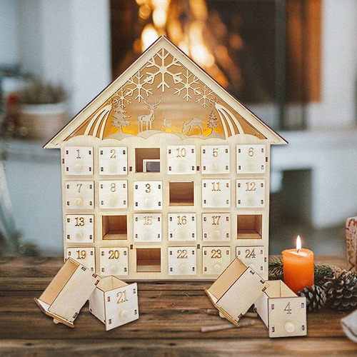 Fairy Lights 2022 Calendario De Adviento De Madera Con Luces