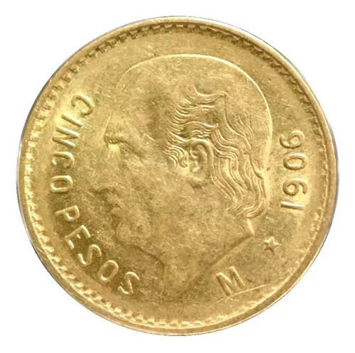 Hidalgo 5 Pesos Oro 1906 Serie Del Centenario