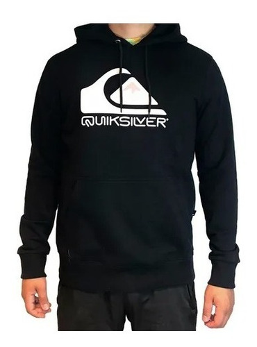 Buzo Canguro Quiksilver Big Logo Black Hombre Original Envió