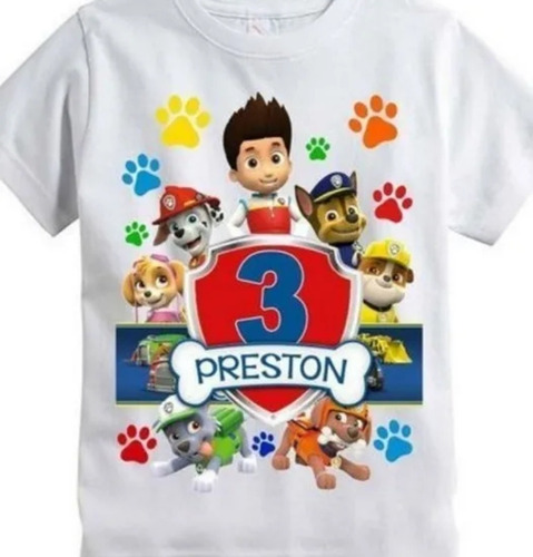 Paquete De 5 Playeras Pawpatrol Personalizables Con Nombre 
