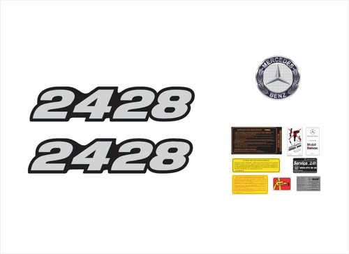 Kit Adesivo Mercedes Benz 2428 Emblema Resinado 18085 Cor Não se aplica