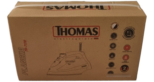 Imagen 1 de 1 de Plancha Vapor Cerámica Thomas Th-7170 2200w Negro Blanco